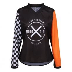 Motogirl Ladies' MotoXGirl MX Jersey -Motorcycle Clothing Sales motogirl motoxgirl jersey black orange img1 7